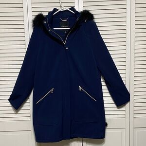 Ivanka Trump Navy Winter Coat  With Fur Lined Hood Size L
